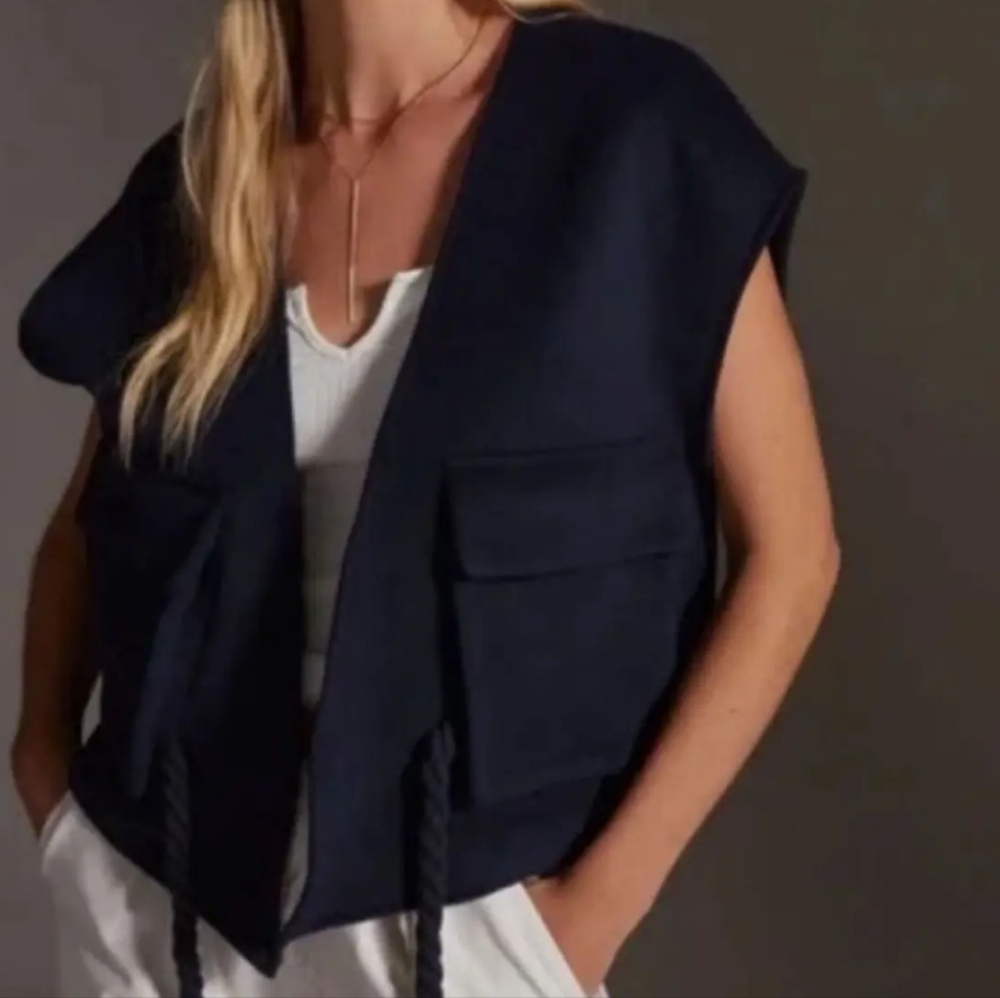 Maeve by Anthropologie sleeveless crop vest with Rope Tie